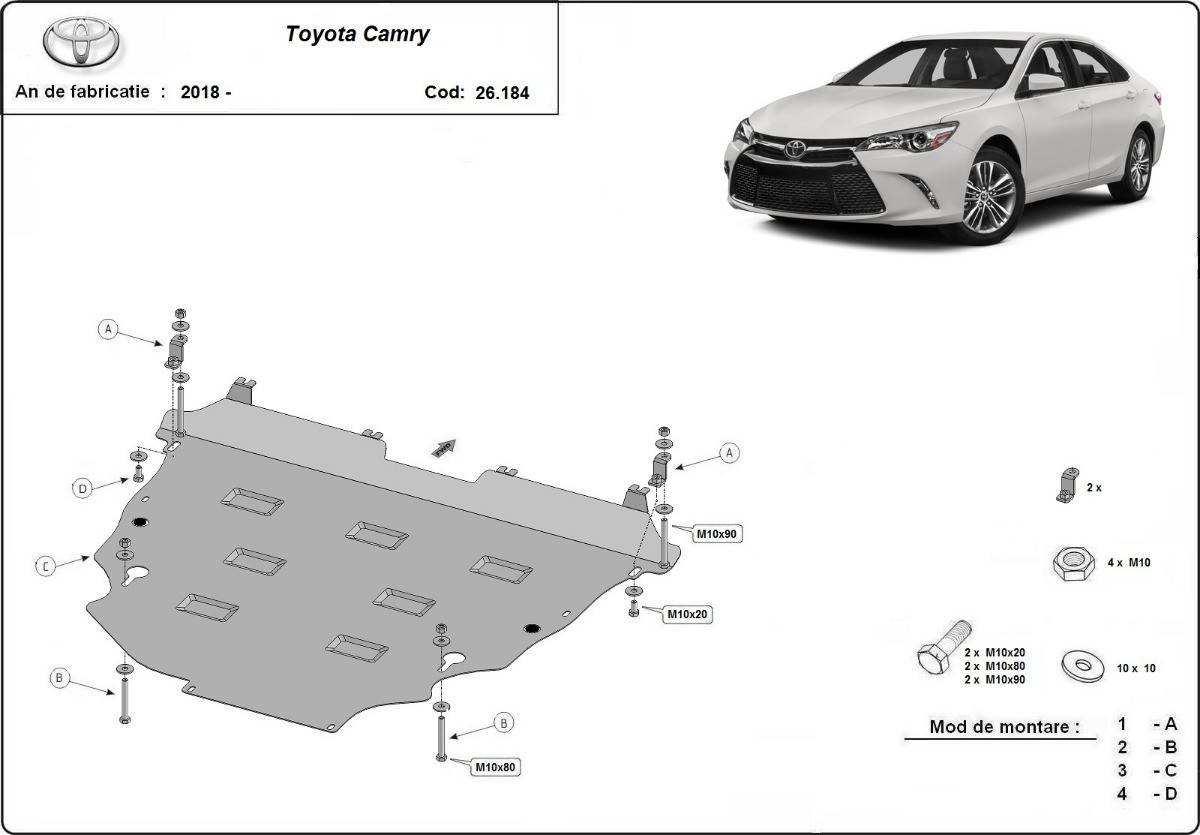 Cubre cárter metálico Toyota Camry (2018-actualidad) a medida