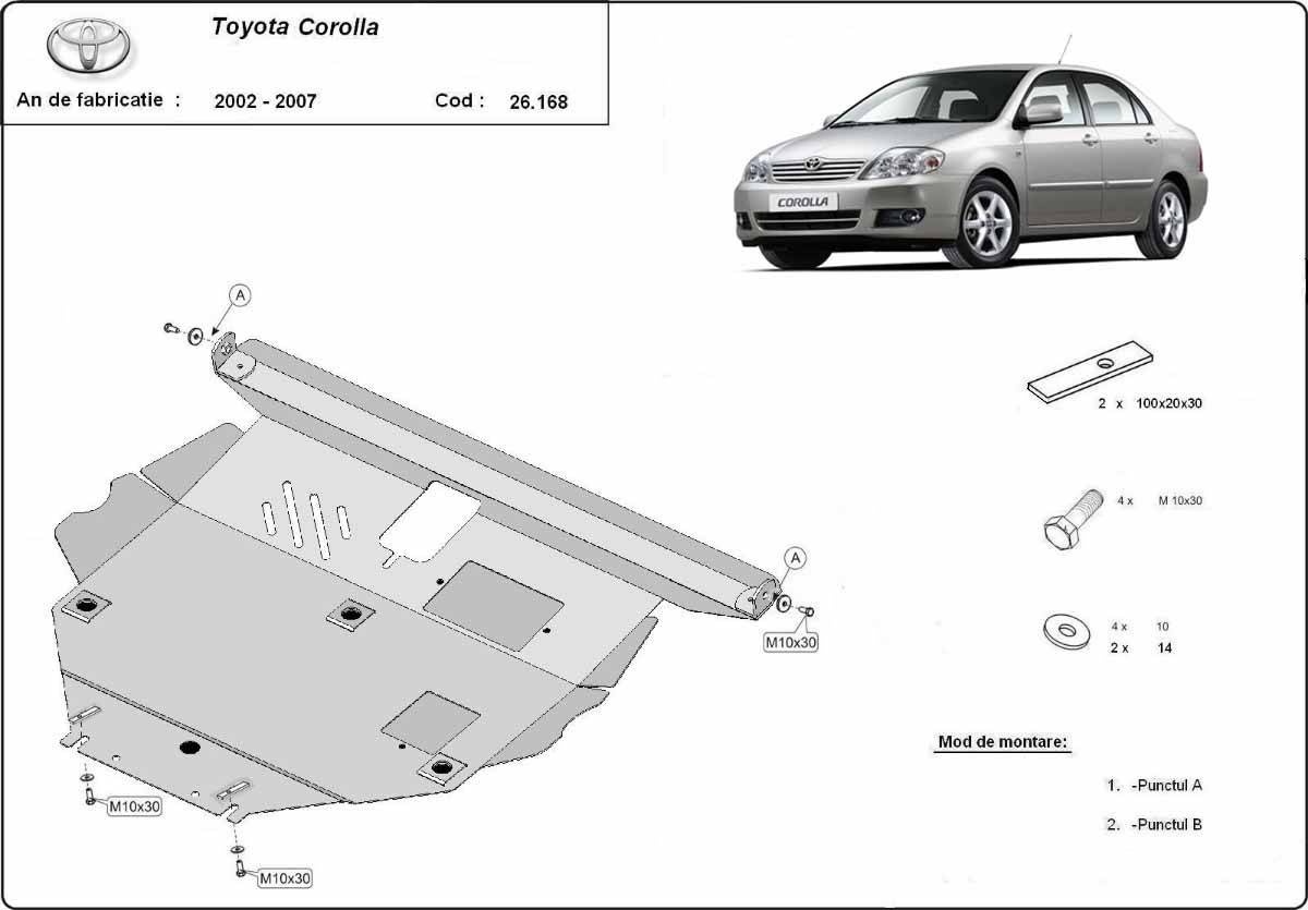 Cubre cárter metálico Toyota Corolla -E120/E130 (2002-2007) a medida