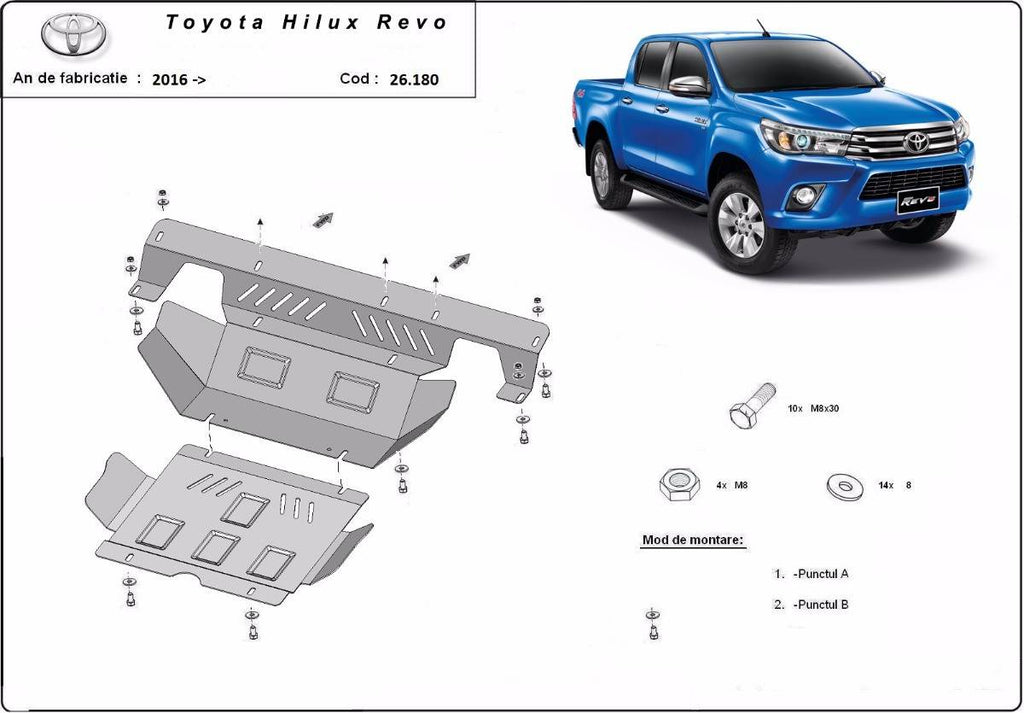 Cubre cárter metálico Toyota Hilux Revo (2016-2022) a medida