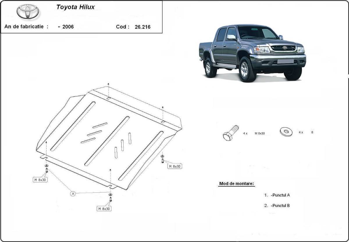 Cubre cárter metálico Toyota Hilux (2000-2004) a medida