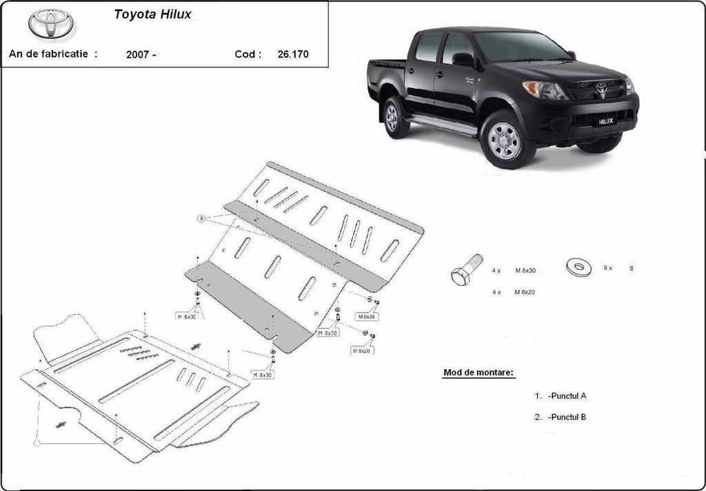 Cubre cárter metálico Toyota Hilux (2004-2015) a medida