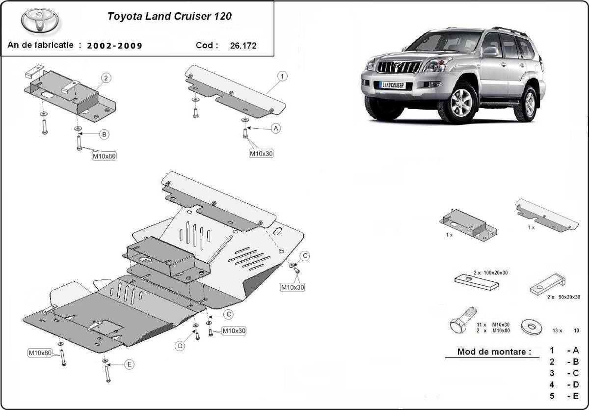 Cubre cárter metálico Toyota Land Cruiser J120 (2002-2009) a medida