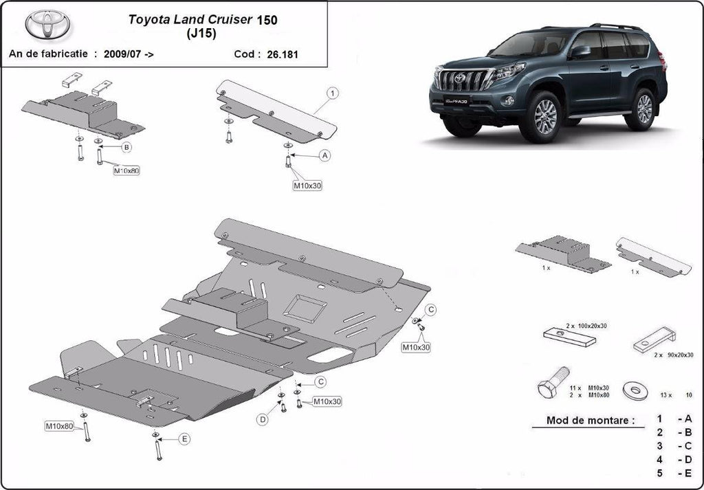 Cubre cárter metálico Toyota Land Cruiser 150 (2009-2022) a medida