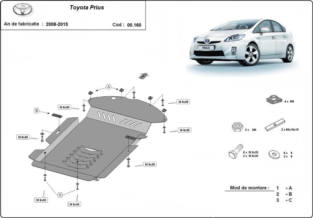Protector de catalizador/cat Lock Metalico Toyota Prius 3 (2008-2015)