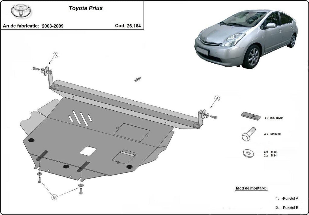 Cubre cárter metálico Toyota Prius (2003-2009) a medida