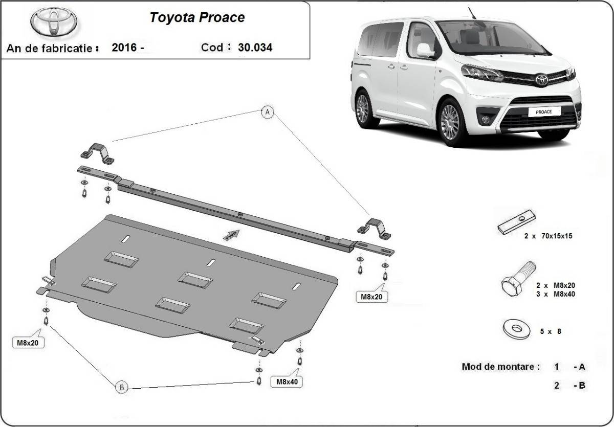 Cubre cárter metálico Toyota Proace Verso "30.034P" (2016-2020) a medida
