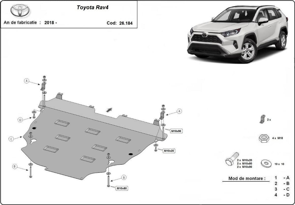 Cubre cárter metálico Toyota Rav4 (2018-actualidad) a medida