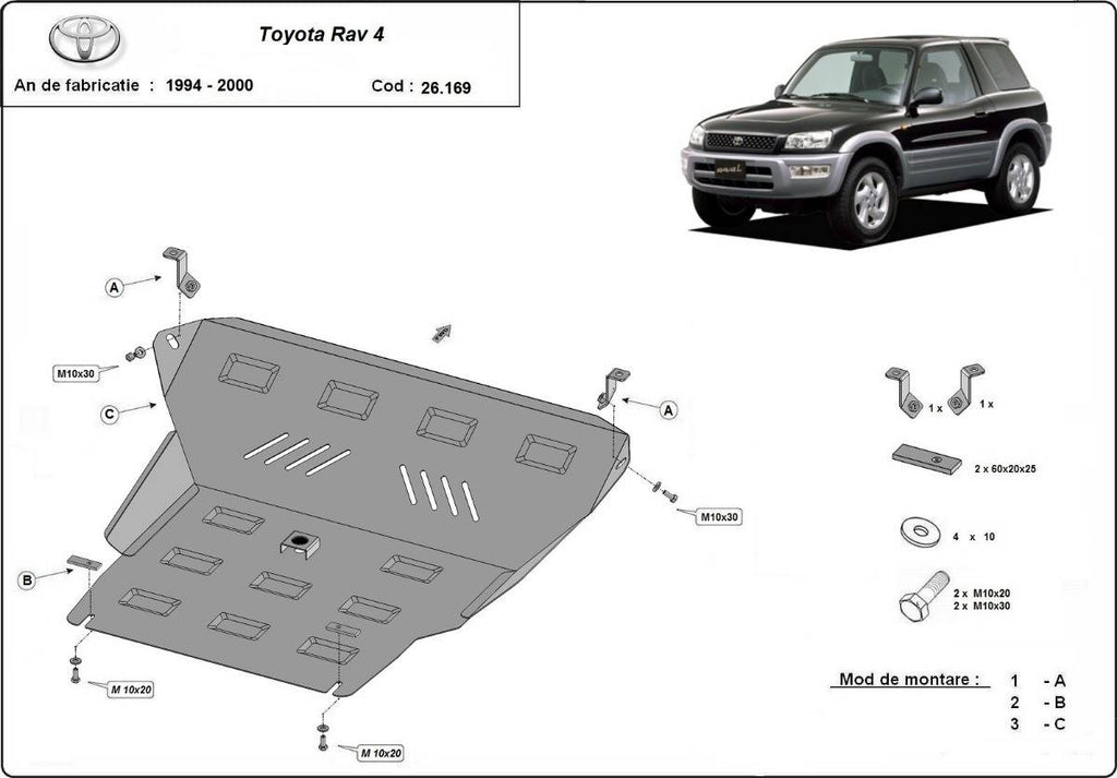 Cubre cárter metálico Toyota RAV 4 (1994-2000) a medida