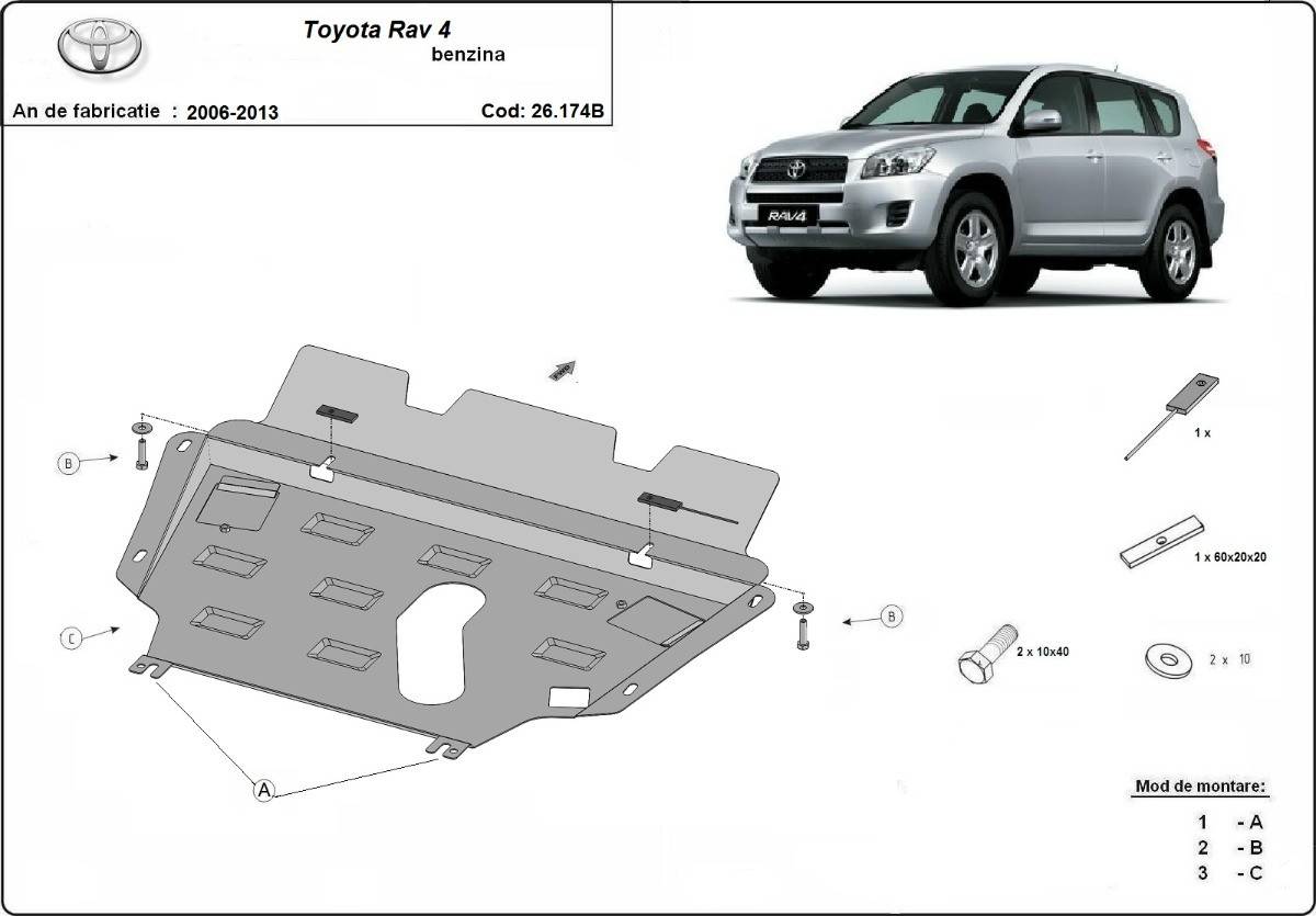 Cubre cárter metálico Toyota RAV 4 Gasolina (2006-2013) a medida