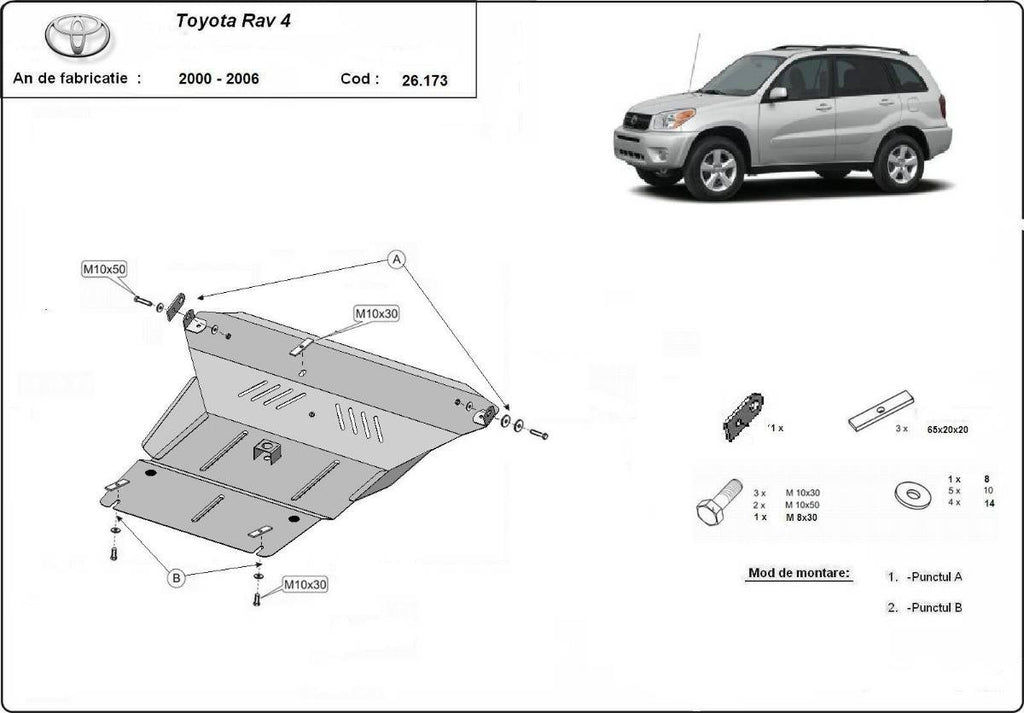 Cubre cárter metálico Toyota Rav4 (2000-2006) a medida