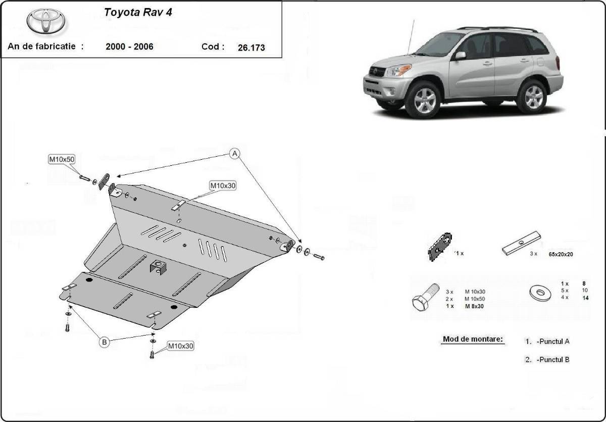 Cubre cárter metálico Toyota Rav4 (2000-2006) a medida