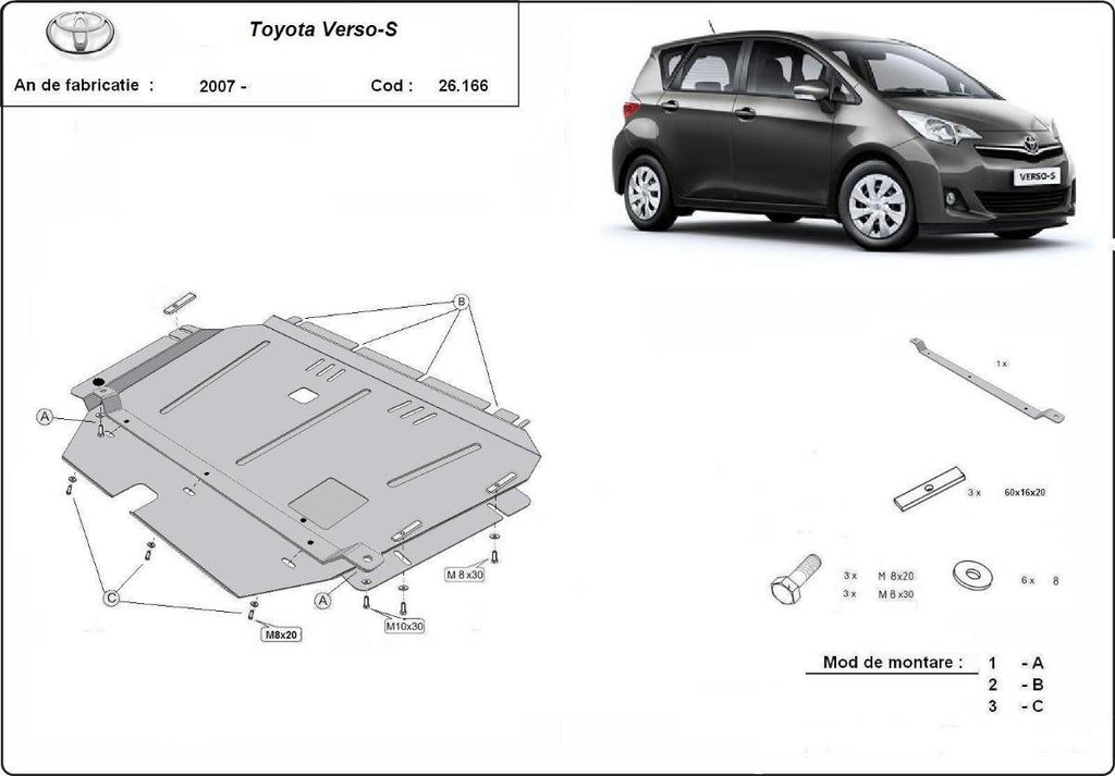 Cubre cárter metálico Toyota Verso (2009-2019) a medida