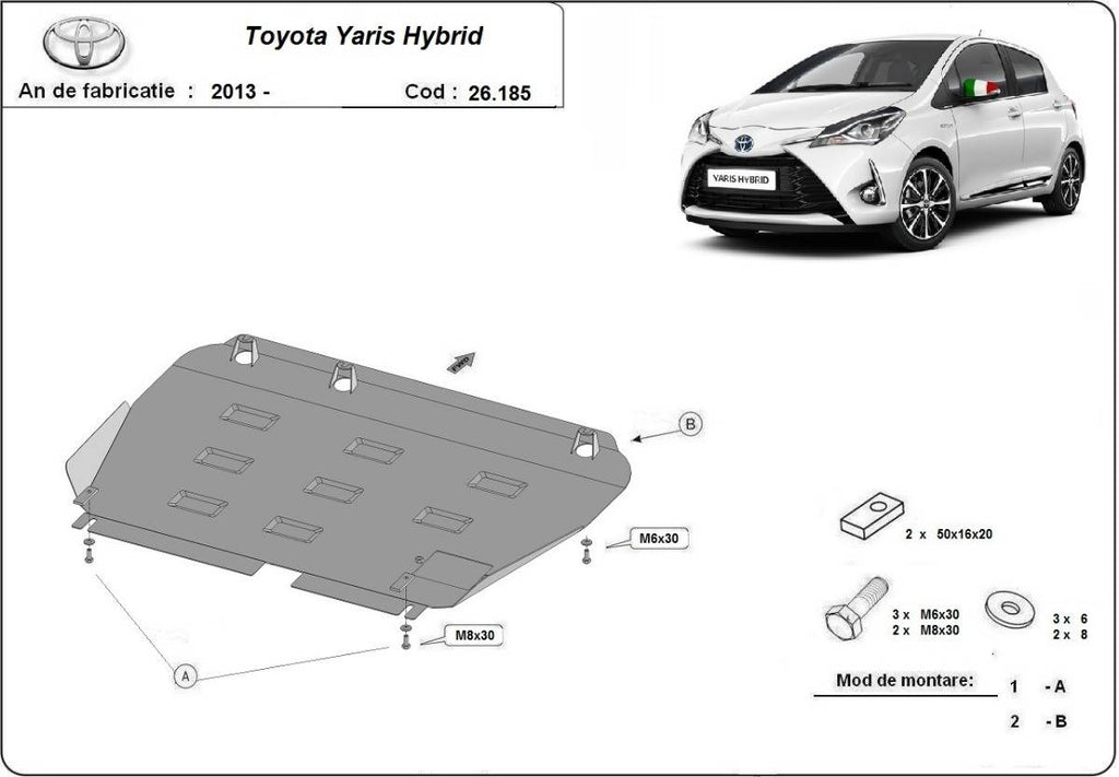 Cubre cárter metálico Toyota Yaris XP150 (2013-2022) a medida