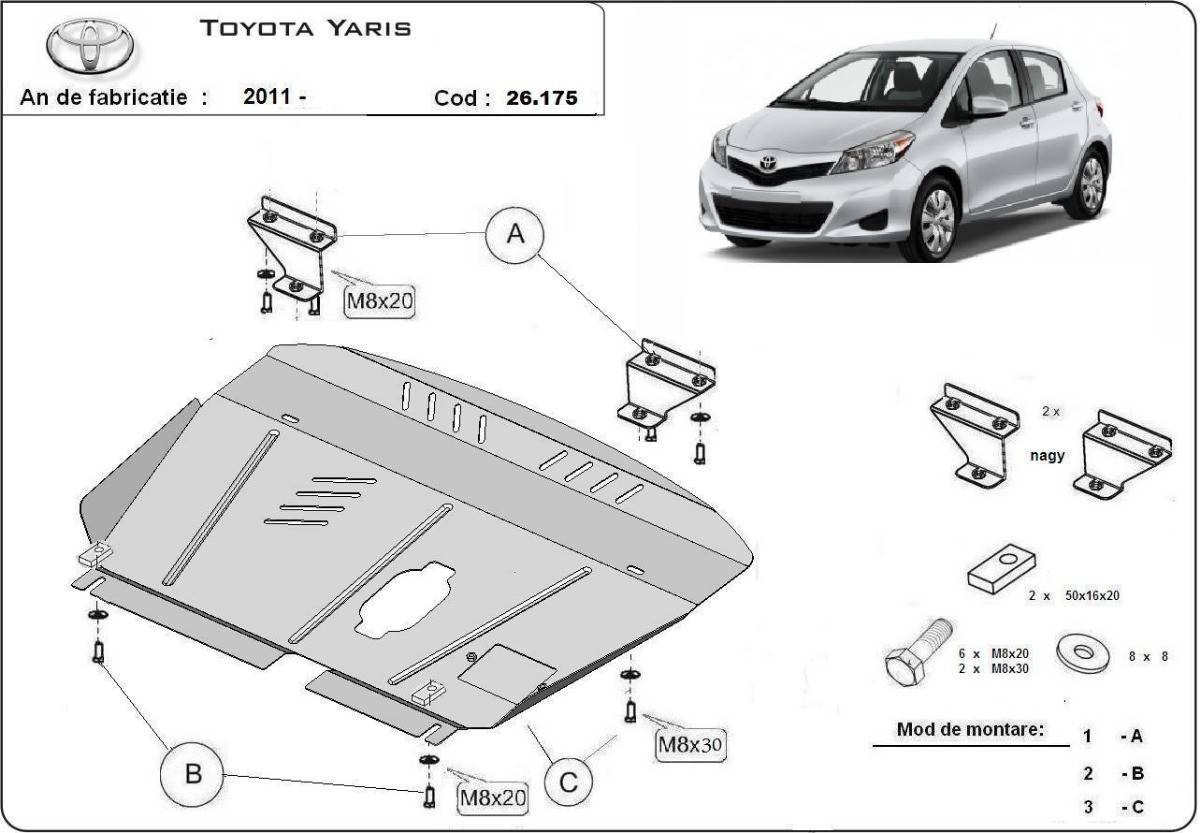 Cubre cárter metálico Toyota Yaris (2011-2020) a medida