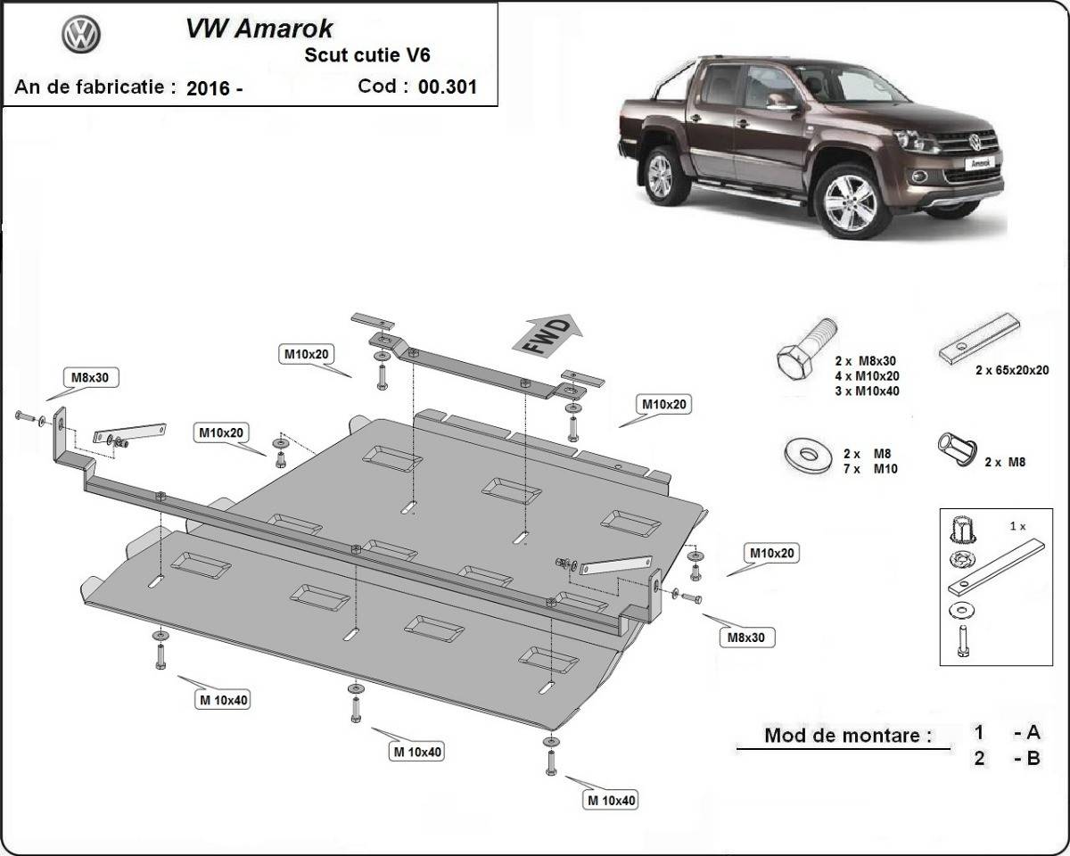 Protección de Caja de Cambios y Diferencial Volkswagen Amarok - V6 Automat (2016-2022)