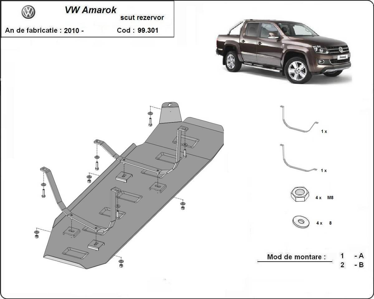 Protección del Depósito de Combustible Volkswagen Amarok - Versiones sin Protecciones de Fábrica (2010-2022)