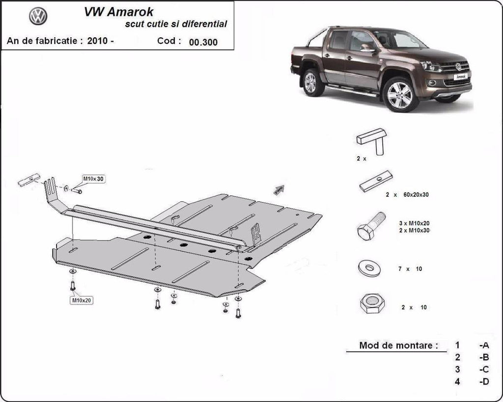 Protección de Caja de Cambios y Diferencial Volkswagen Amarok (2010-2022)
