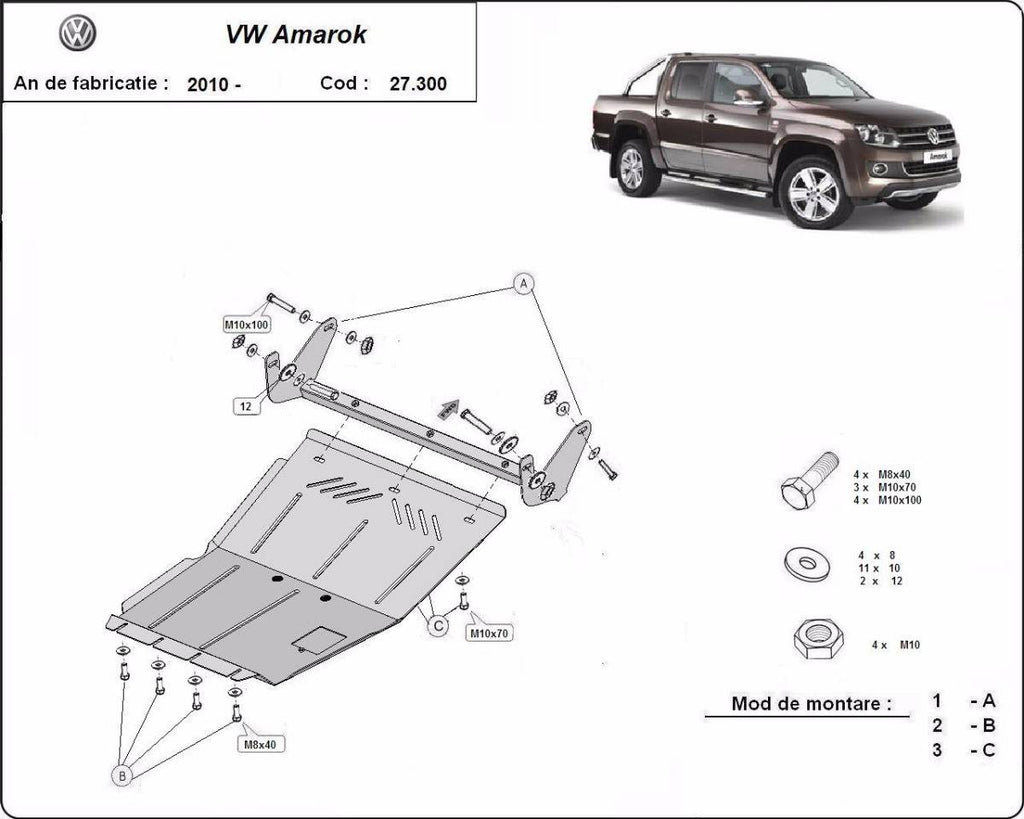 Cubre cárter metálico Volkswagen Amarok (2010-2022) a medida