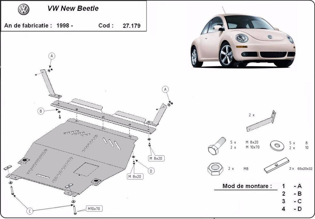 Cubre cárter metálico Volkswagen New Beetle (1998-2011) a medida