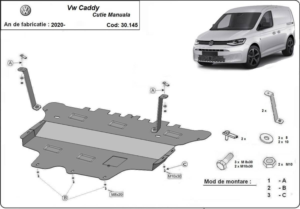 Cubre cárter metálico Volkswagen Caddy (2020-2022) a medida