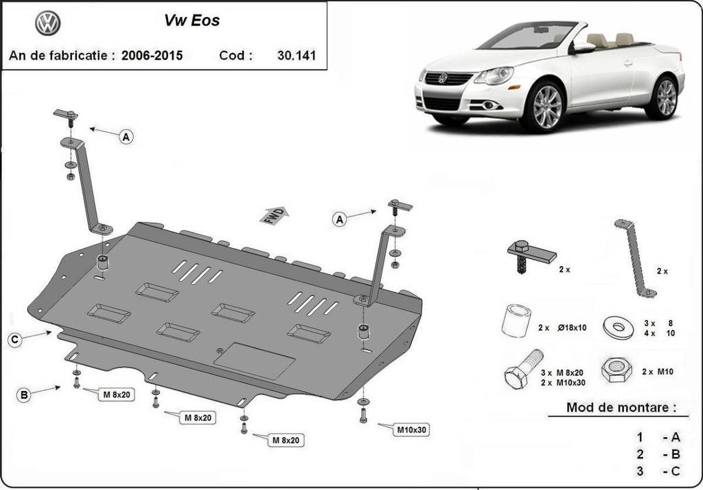 Cubre cárter metálico Volkswagen Eos (2006-2015) a medida
