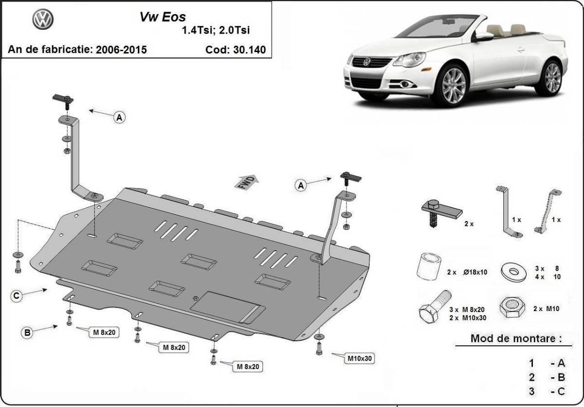 Cubre cárter metálico Volkswagen Eos (2006-2015) a medida
