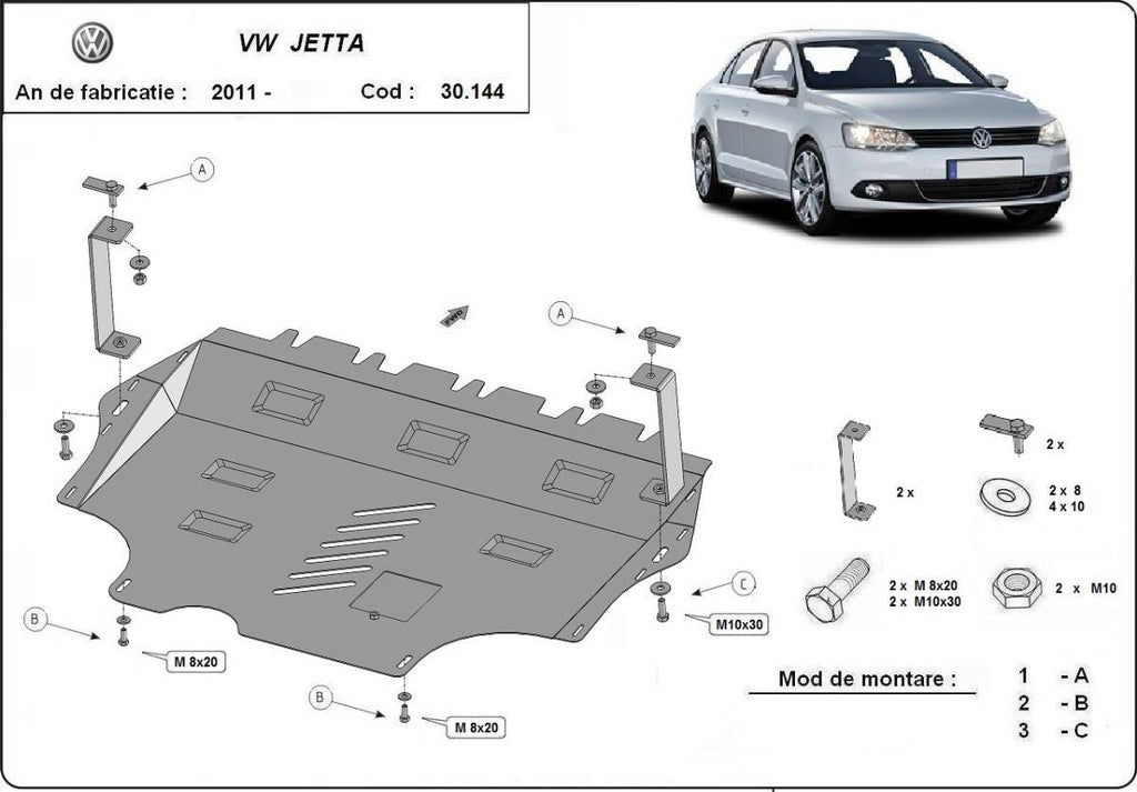 Cubre cárter metálico Volkswagen Volkswagen Jetta (2011-2017) a medida