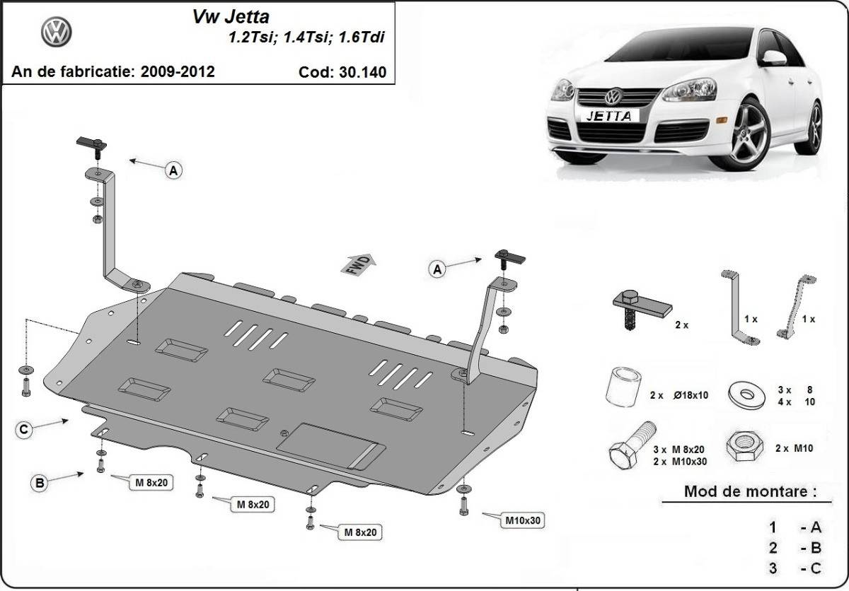 Cubre cárter metálico Volkswagen Jetta (2010-2011) a medida
