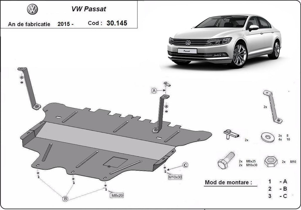 Cubre cárter metálico Volkswagen Passat B8 - Caja de Cambios Manual (2015-2022) a medida