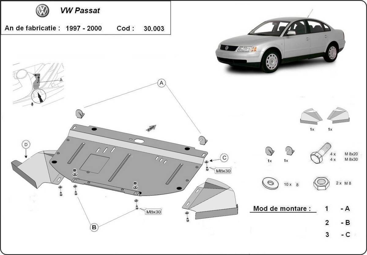 Cubre cárter metálico Volkswagen Passat B5 (1997-2000) a medida