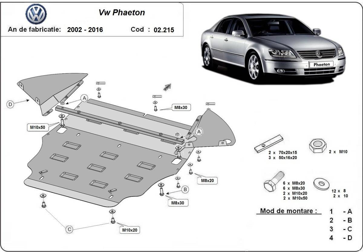 Cubre cárter metálico Volkswagen Phaeton (2002-2016) a medida