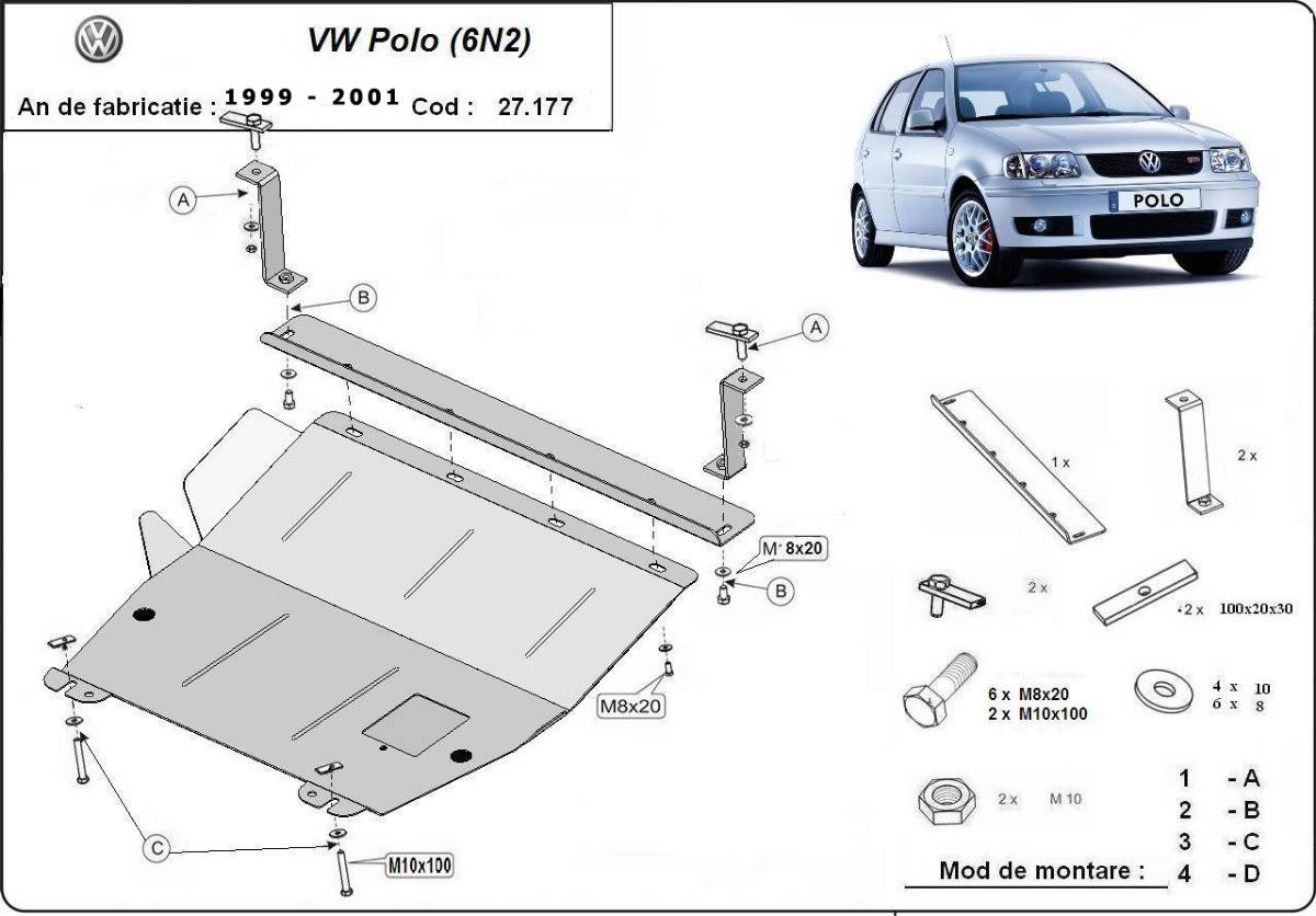 Cubre cárter metálico Volkswagen Polo 6n2 (1999-2001) a medida