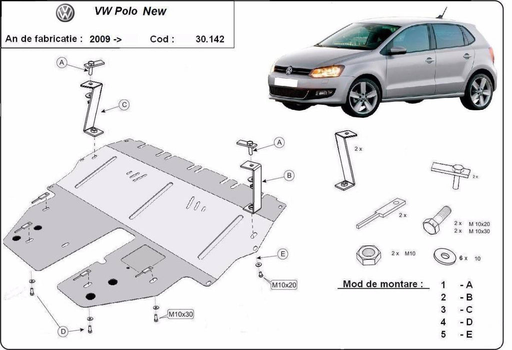 Cubre cárter metálico Volkswagen Polo (2009-2017) a medida