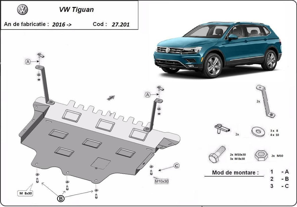 Cubre cárter metálico Volkswagen Tiguan (2016-2022) a medida