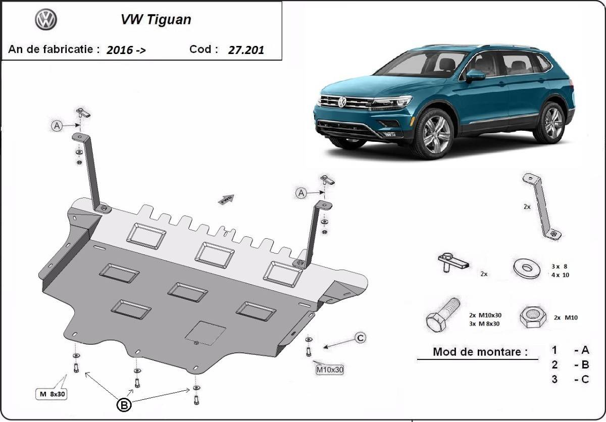 Cubre cárter metálico Volkswagen Tiguan (2016-2022) a medida