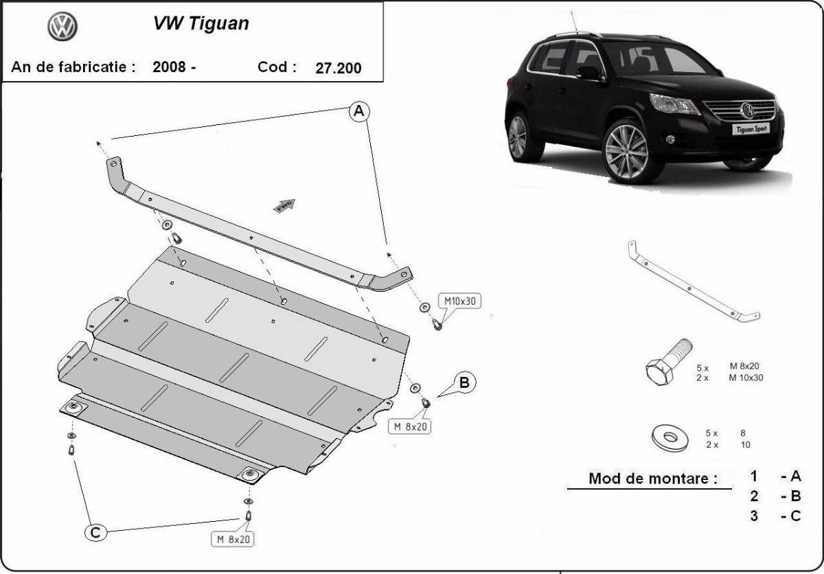 Cubre cárter metálico Volkswagen Tiguan (2008-2015) a medida