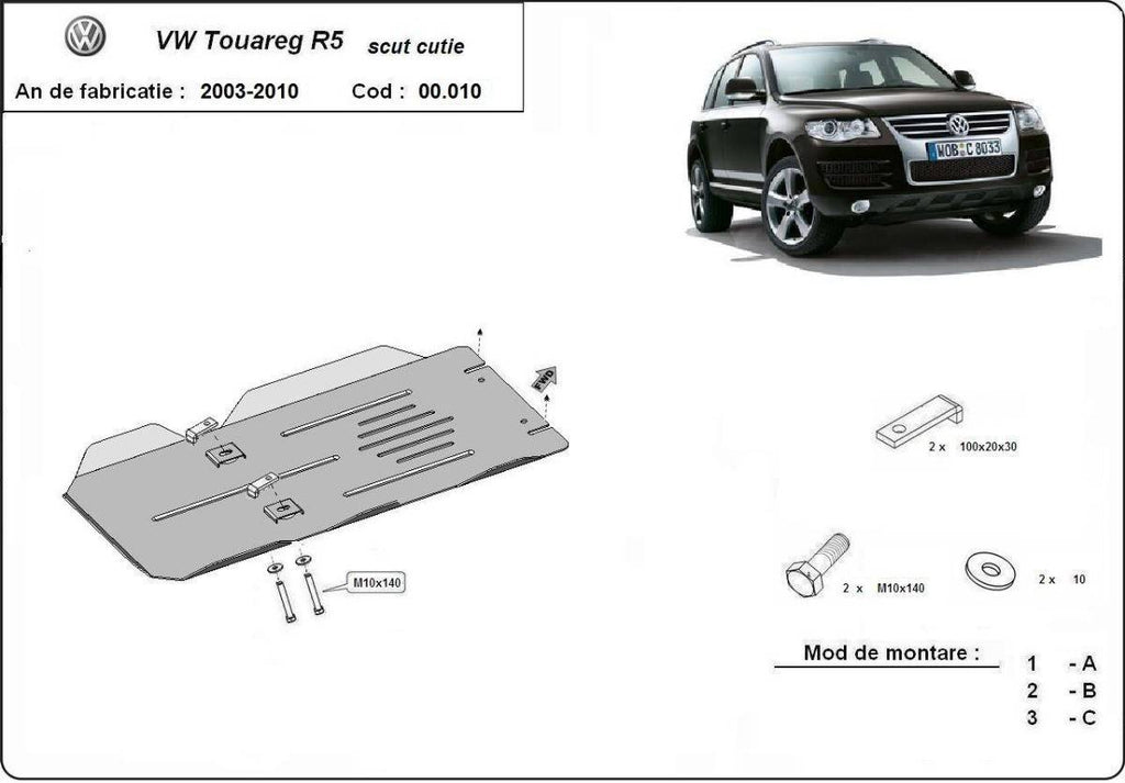 Protección de Caja de Cambios Automat Volkswagen Touareg 7L (2003-2010)