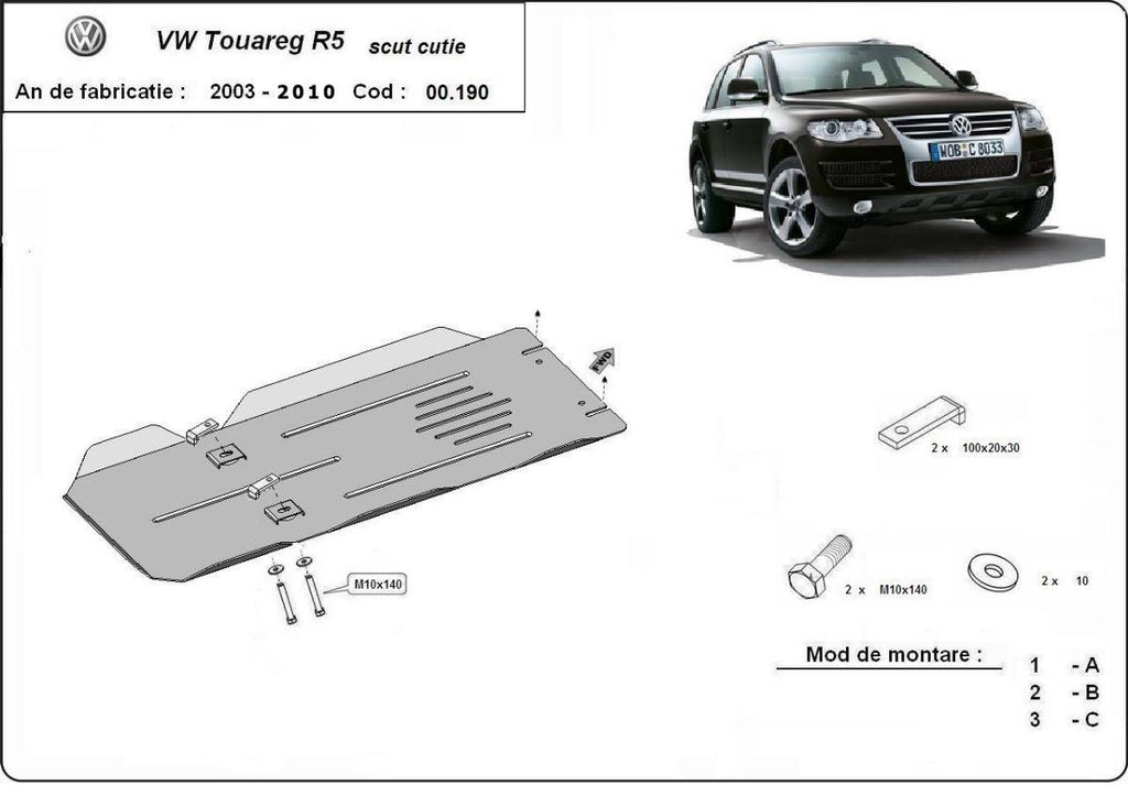 Protección de Caja de Cambios Manual Volkswagen Touareg 7L (2003-2010)