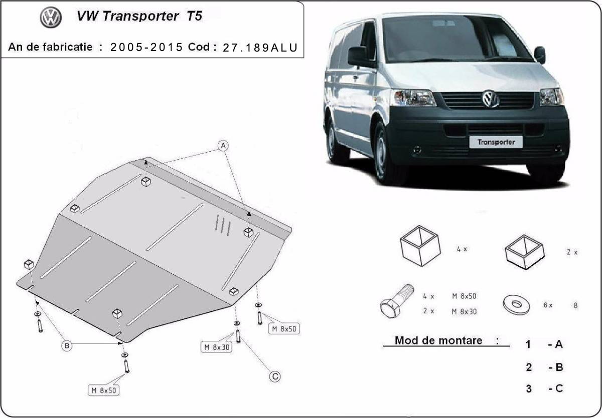 Cubre cárter Aluminio Volkswagen Transporter T5 "27.189ALU" (2004-2015) a medida