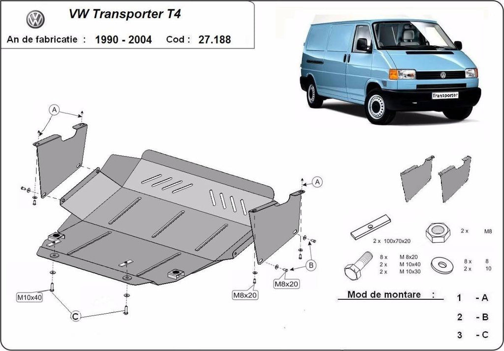 Cubre cárter metálico Volkswagen Transporter T4 (1990-2003) a medida