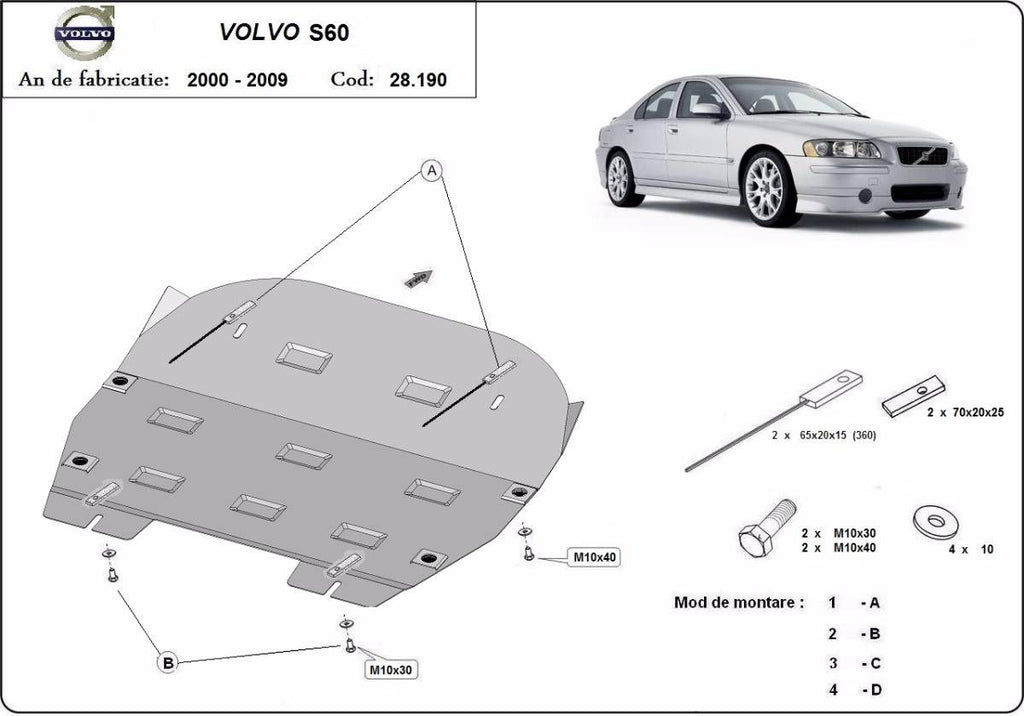 Cubre cárter metálico Volvo S60 (2000-2009) a medida