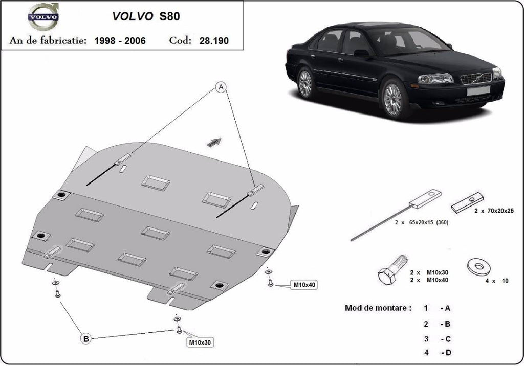 Cubre cárter metálico Volvo S80 (1998-2006) a medida
