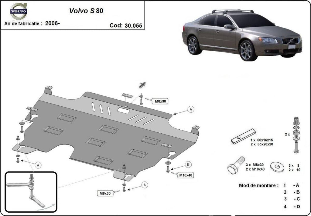 Cubre cárter metálico Volvo S80 (2006-2016) a medida