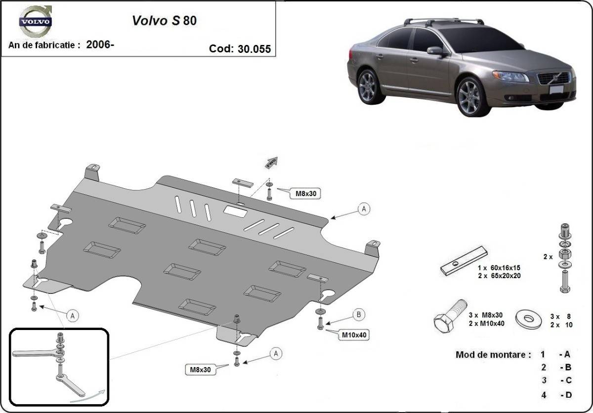 Cubre cárter metálico Volvo S80 (2006-2016) a medida