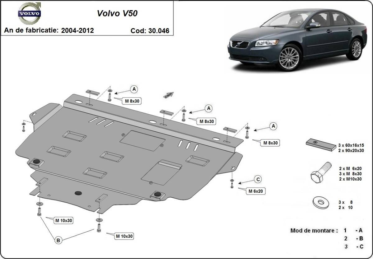Cubre cárter metálico Volvo V50 (2004-2012) a medida