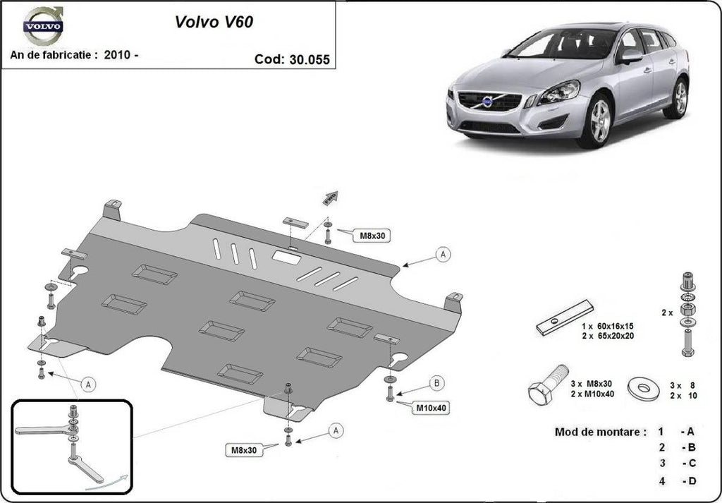 Cubre cárter metálico Volvo V60 (2010-2018) a medida