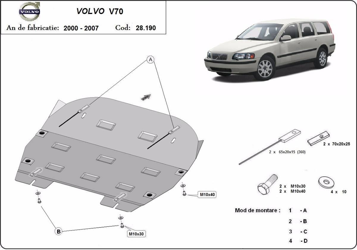 Cubre cárter metálico Volvo V70 (2000-2007) a medida