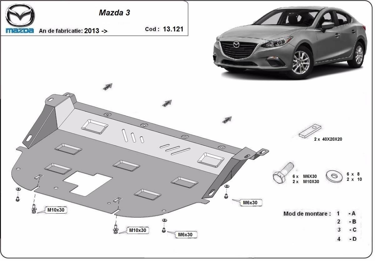 Cubre cárter metálico Mazda 3 (2013-2022) a medida