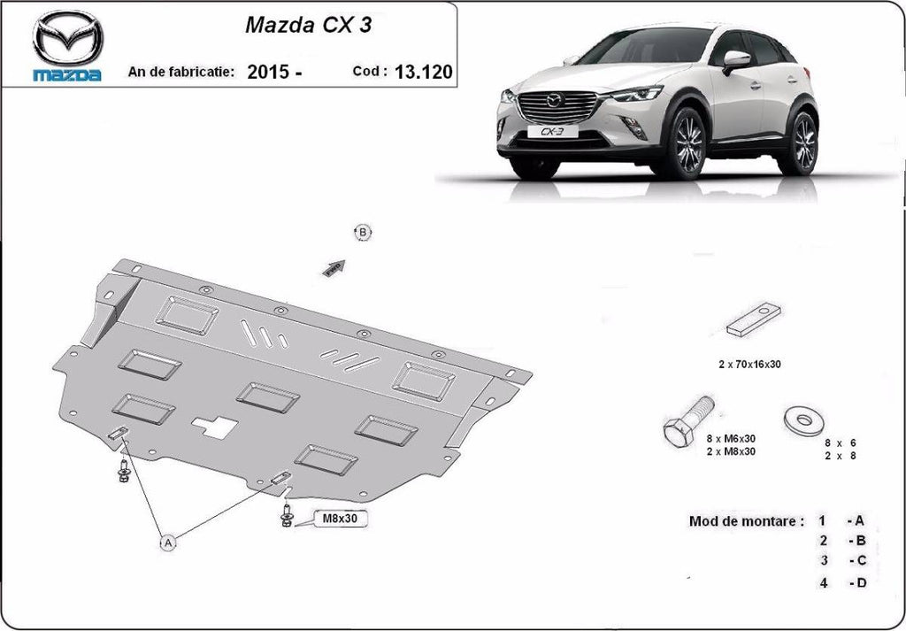 Cubre cárter metálico Mazda CX3 (2015-2022) a medida