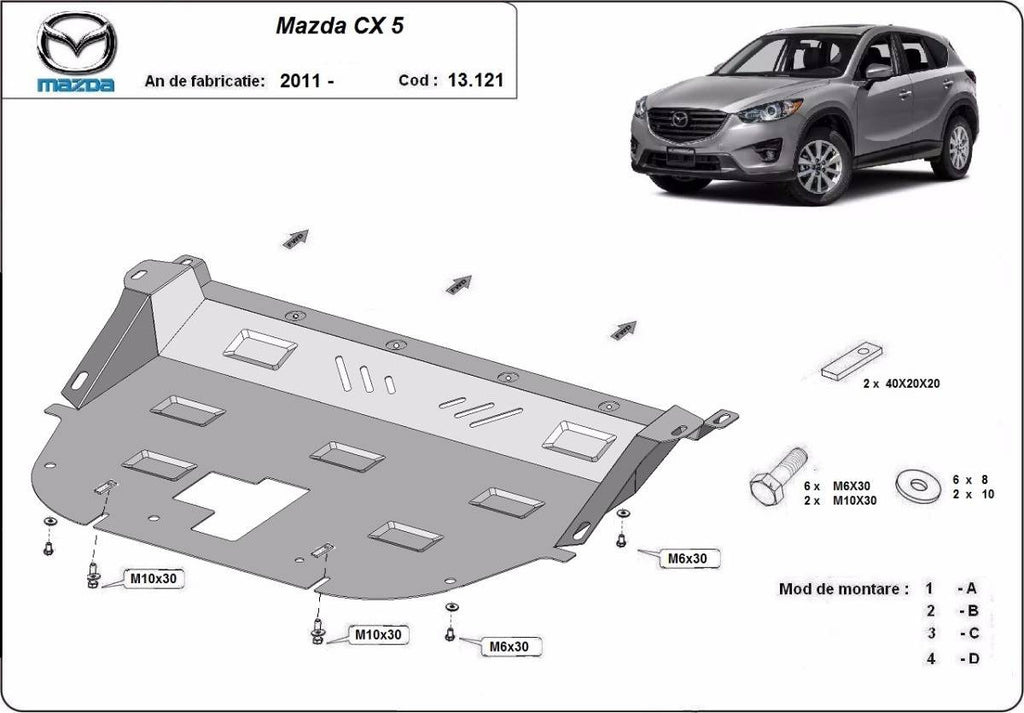 Cubre cárter metálico Mazda CX5 (2011-2022) a medida